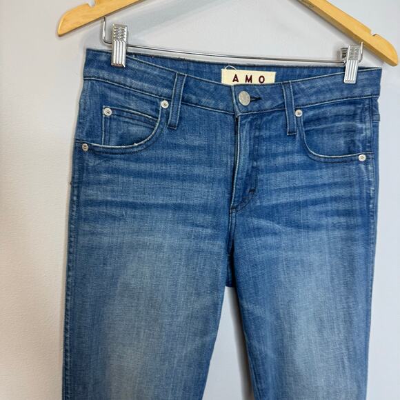 AMO  Stix Crop Ankle Jeans Bluebeam Stretch Blue Preppy Women's 27 - Picture 3 of 12